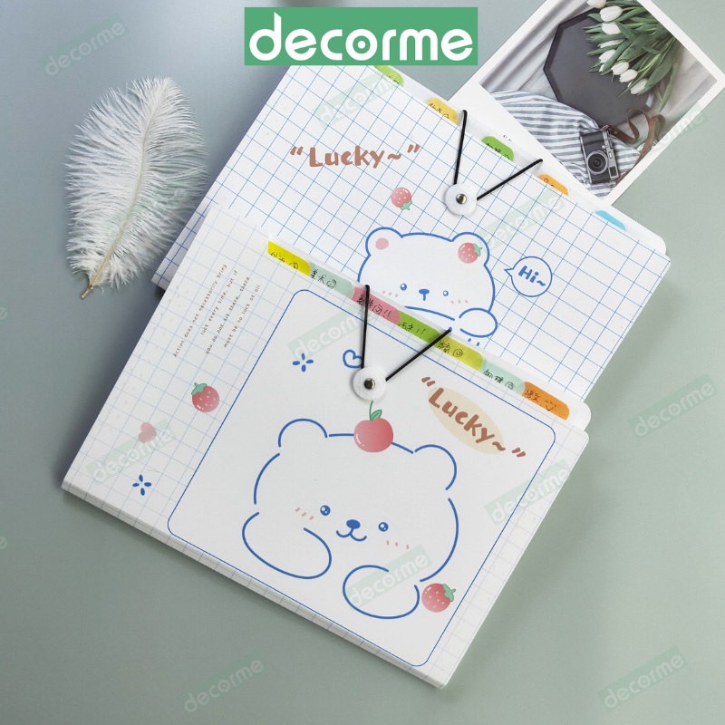 Túi đựng tài liệu DecorMe tệp đựng tài liệu nhiều ngăn A4 bìa đựng tài liệu 5-8-12 ngăn tặng sticker phân ngăn tiện dụng