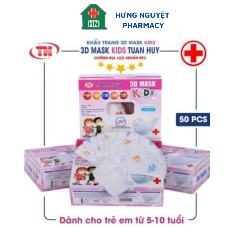 Khẩu trang trẻ em 3D Mask kids Hộp 50 cái