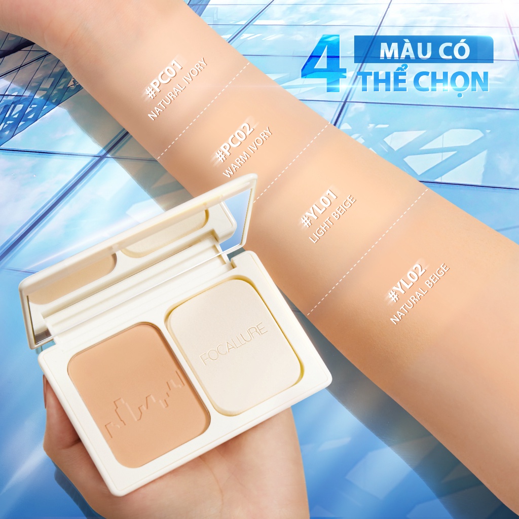 Phấn Nén FOCALLURE Tông Lì Kiềm Dầu Che Phủ Toàn Diện Chống Nước SPF 35