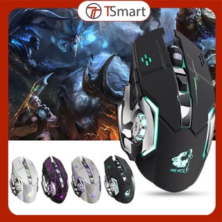 Chuột không dây Wolf A8 có LED 7 Màu RGB, Pin Sạc Dùng Cực Lâu, Chuột chơi game wolf x8 cho game thủ, chuột gaming mới