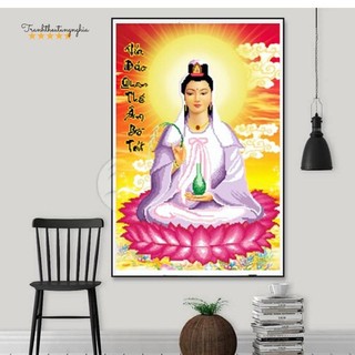 Tranh thêu chữ thập quan thế âm bồ tát 43cm x 60cm
