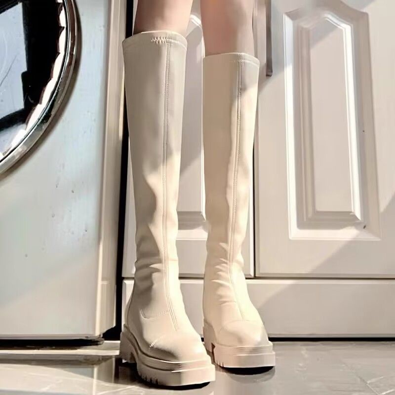 Jiashucheng Giày Boot Thiết Kế Mỏng Màu Trắng Thiết Kế Mới Thời Trang Dành Cho Nữ