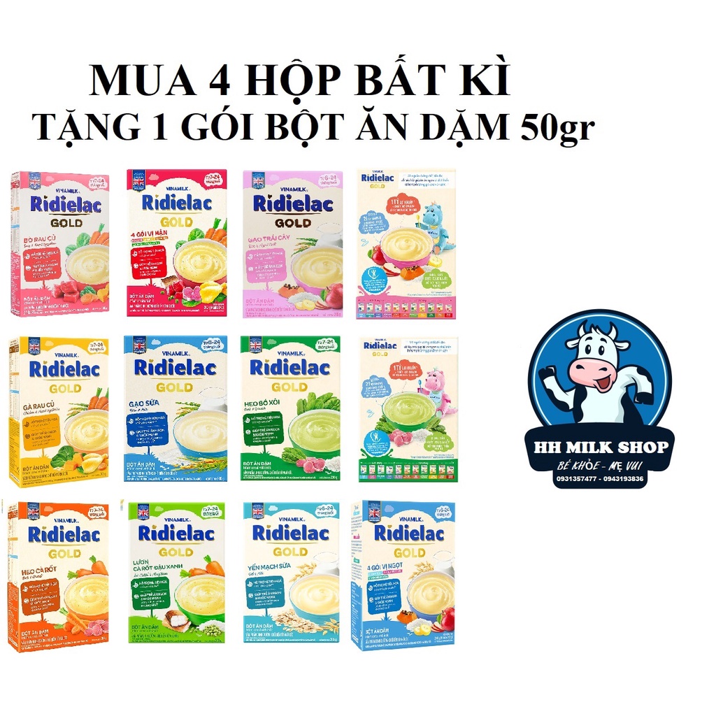 Bột ăn dặm Vinamilk RIDIELAC Gold các vị hộp giấy 200g date mới
