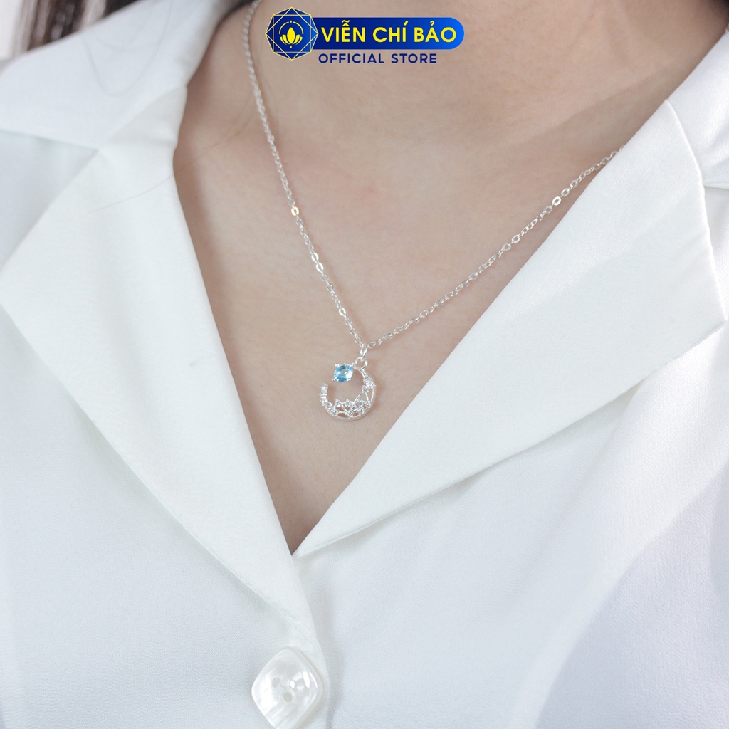 Dây chuyền bạc nữ mặt trăng khuyết đính đá chất liệu nữ bạc 925 thời trang phụ kiện trang sức Viễn Chí Bảo D400338