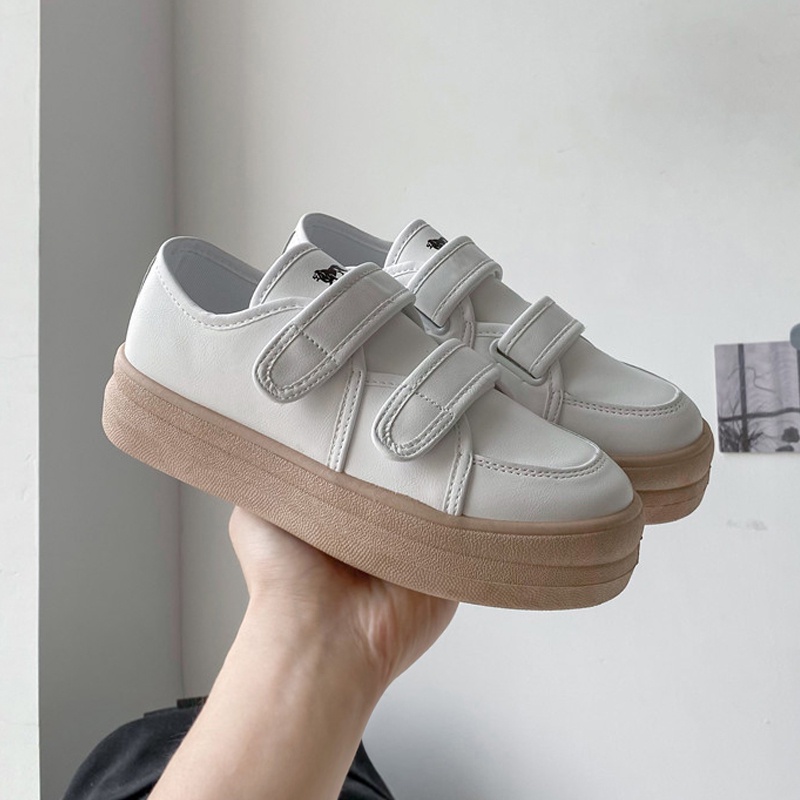 IELGY Giày Thể Thao Đế Bằng Khóa Dán Thời Trang Cho Nữ