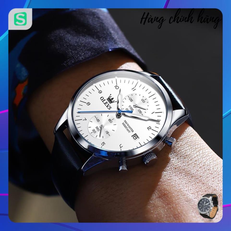OLEVS 2880 Đồng hồ nam chính hãng Dây da có chức năng Lịch chống nước phát sáng Mặt số