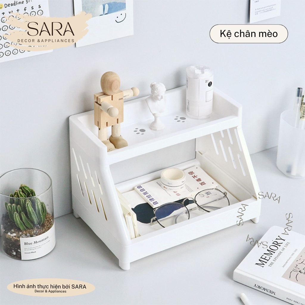 Kệ đựng đồ đa năng mini 2 tầng trang trí bàn học
