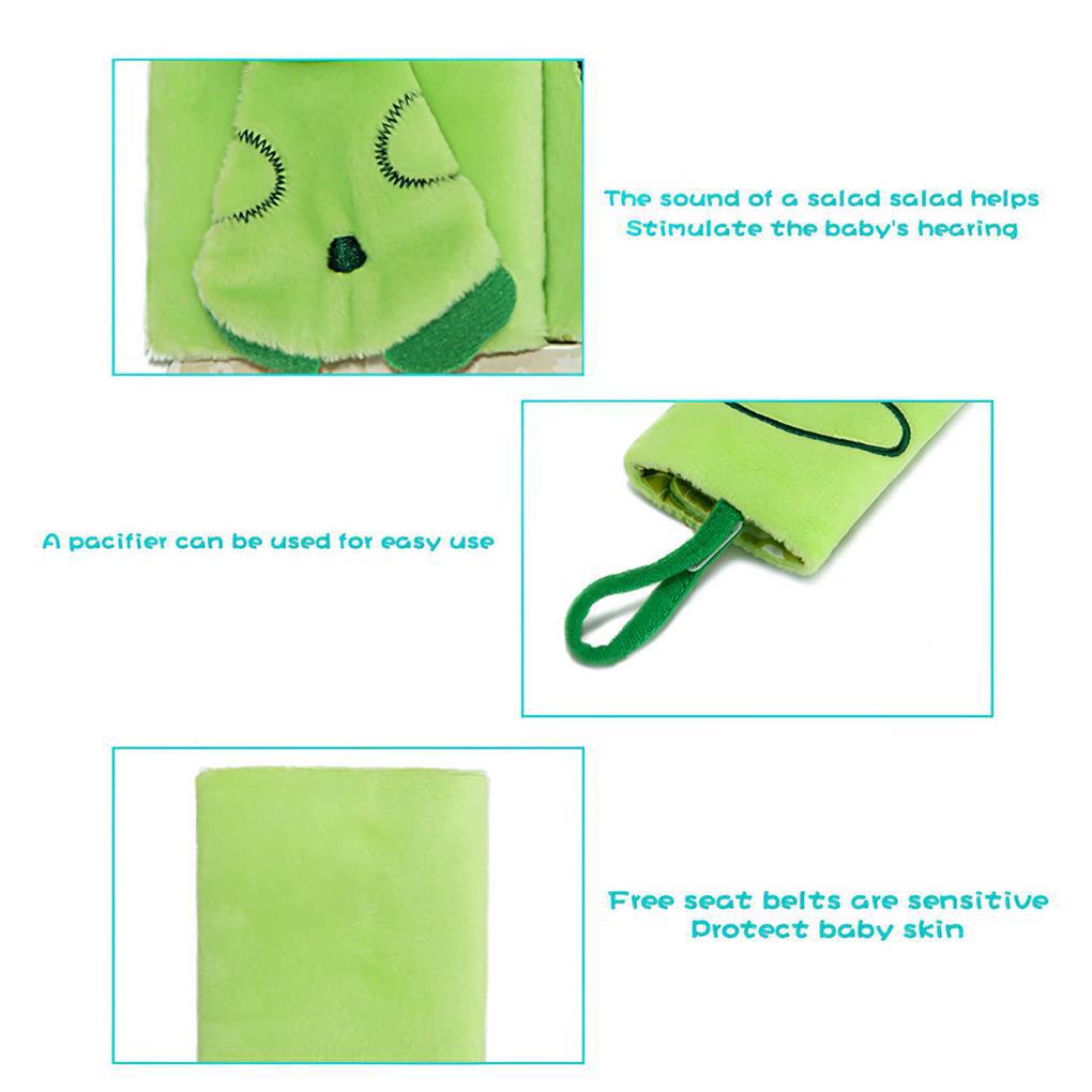 Set 2 Đệm Móc Treo Dây Đai An Toàn Xe Hơi Hình Ếch Xanh Lá Mềm Mại Bảo Vệ Vai Cho Trẻ Em