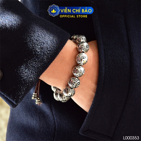 Vòng tay bạc nam chuỗi bát quái 13mm chất liệu bạc Thái 925 thời trang phụ kiện trang sức Viễn Chí Bảo L000353-13