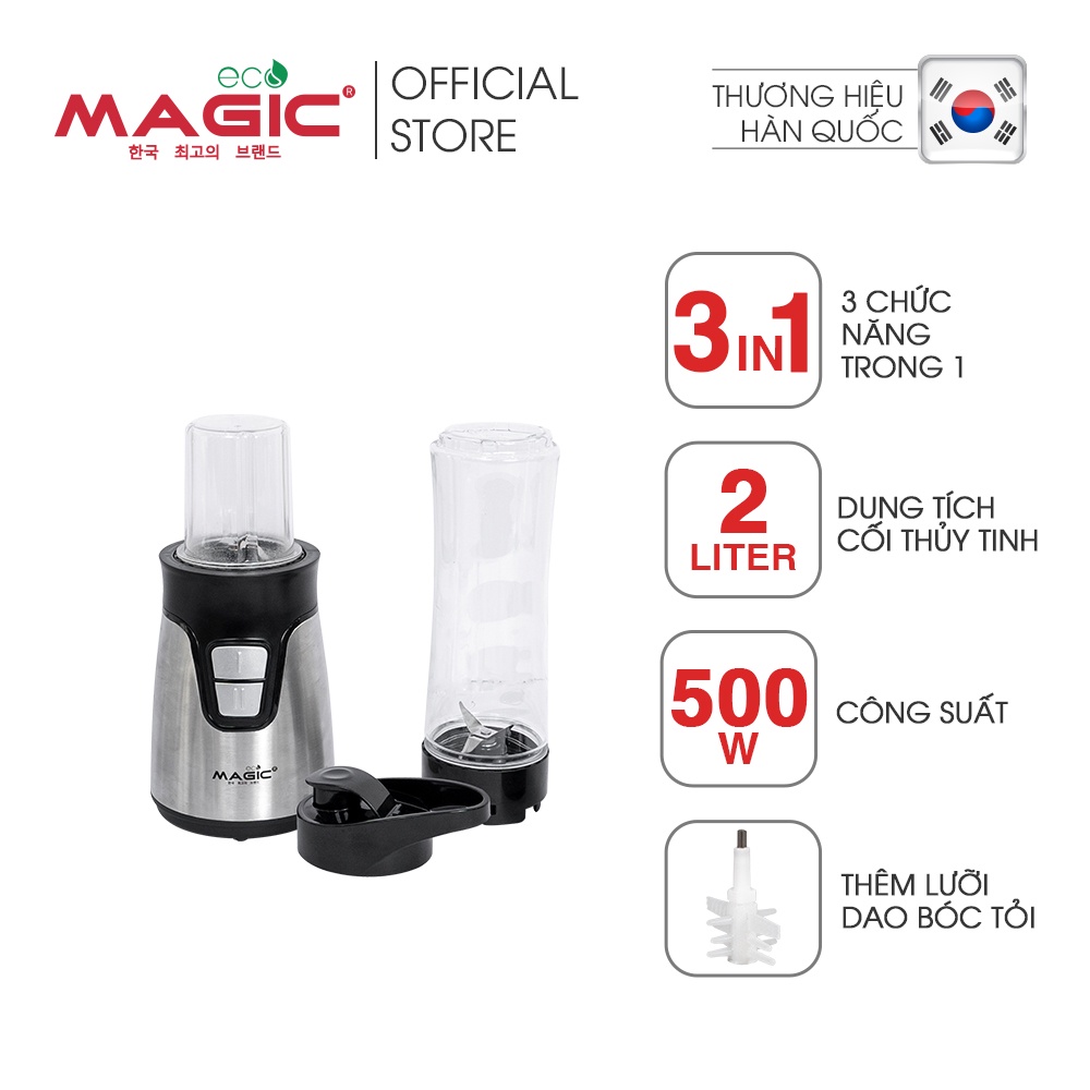 Máy xay đa năng 3IN1 xay thịt, xay hạt, xay sinh tố Magic Eco AC-17 1,5L, BH chính hãng