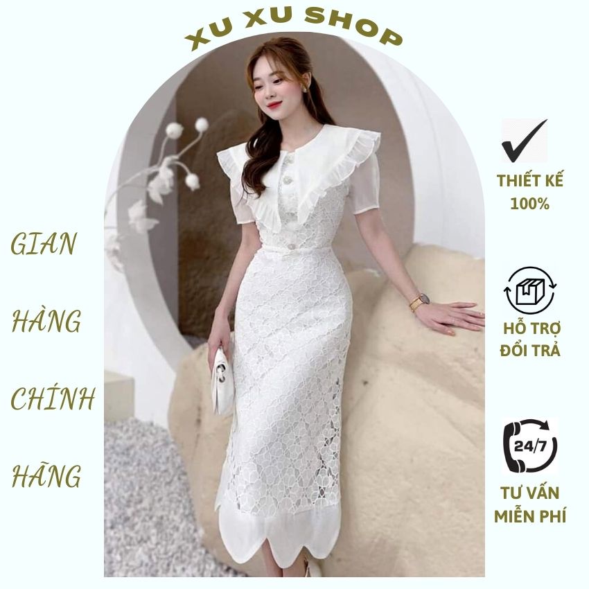 Đầm ren BODY cổ bèo dự tiệc hàng thiết kế cao cấp - XU XU SHOP - Váy nữ sang trọng ôm dáng tôn eo - ẢNH THẬT 100%
