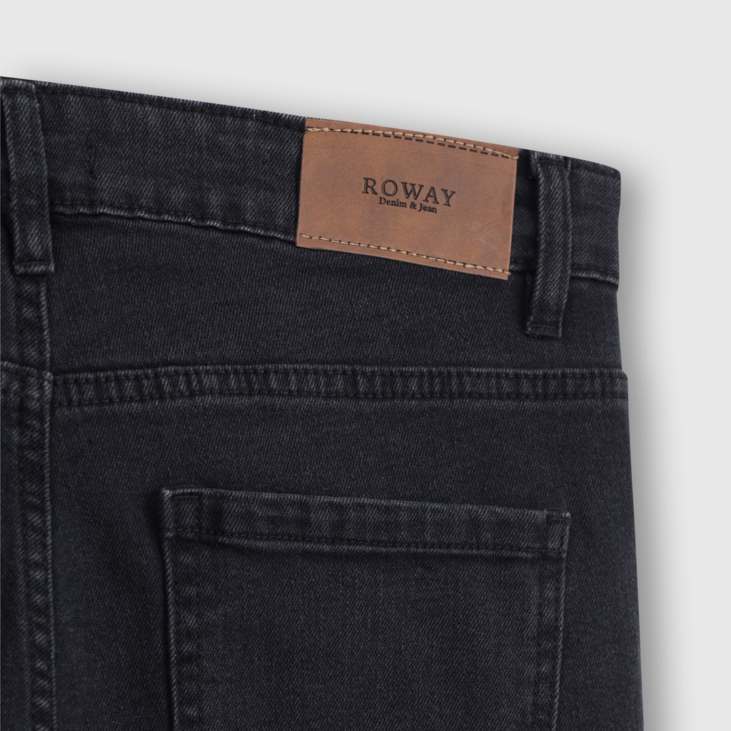 Quần jean nam ROWAY Fullbox, vải denim co giãn nhẹ, form slim | Jean ghi rách