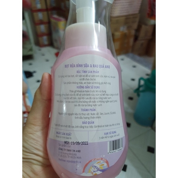 Bọt rửa bình sữa và rau quả Aiko 500ml