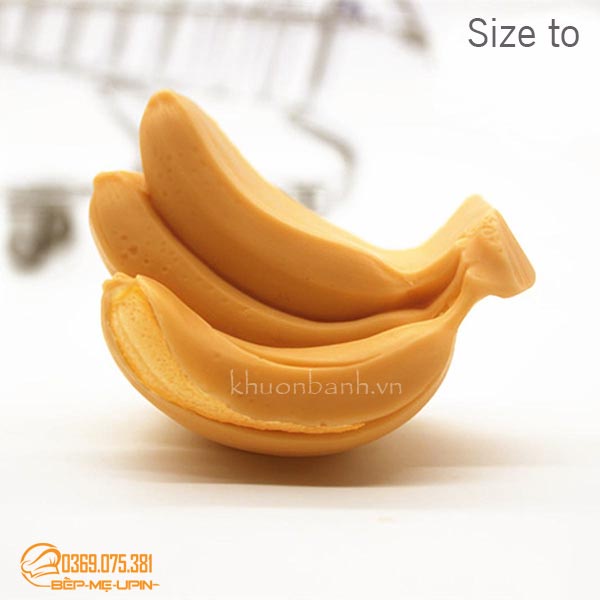 Khuôn silicon 4 quả chuối size nhỏ và to làm bánh đậu xanh rau câu bánh nướng nến sáp