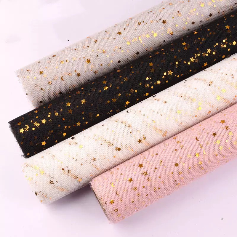 Lưới Ngôi Sao Bó Hoa / Vải Voan Lưới Hoạ Tiết Ngôi Sao (Bán Mét)