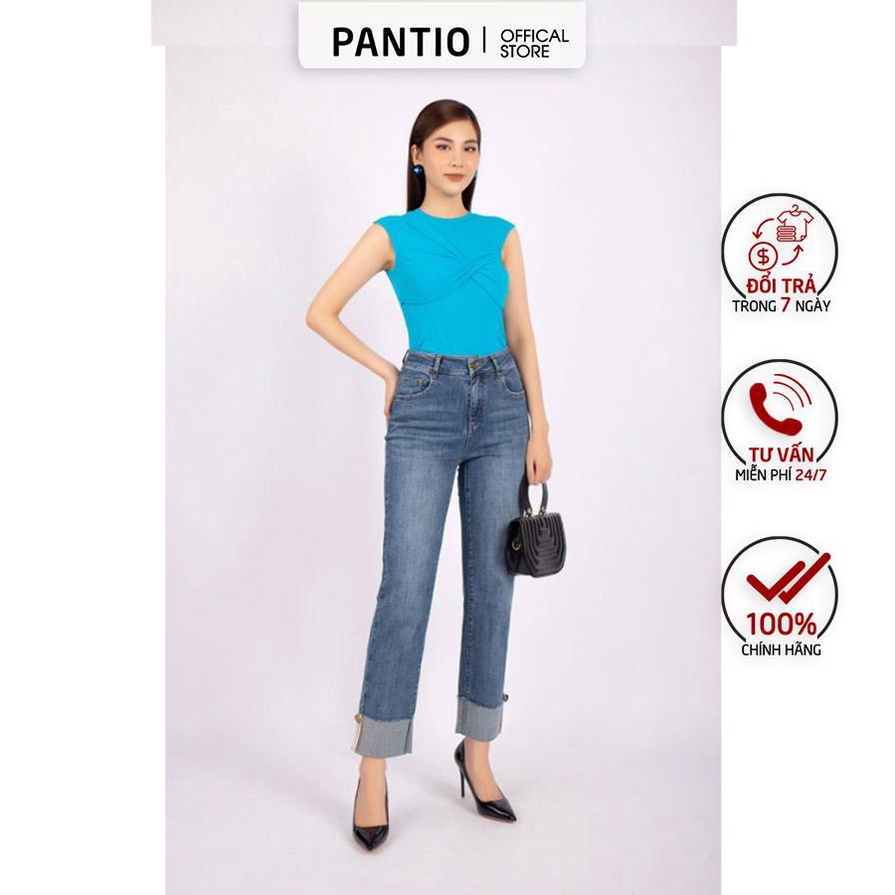 FAT7281 - Áo thun dạo phố vải dệt kim dáng ôm cổ tròn vai chờm thân xoắn tạo kiểu - PANTIO