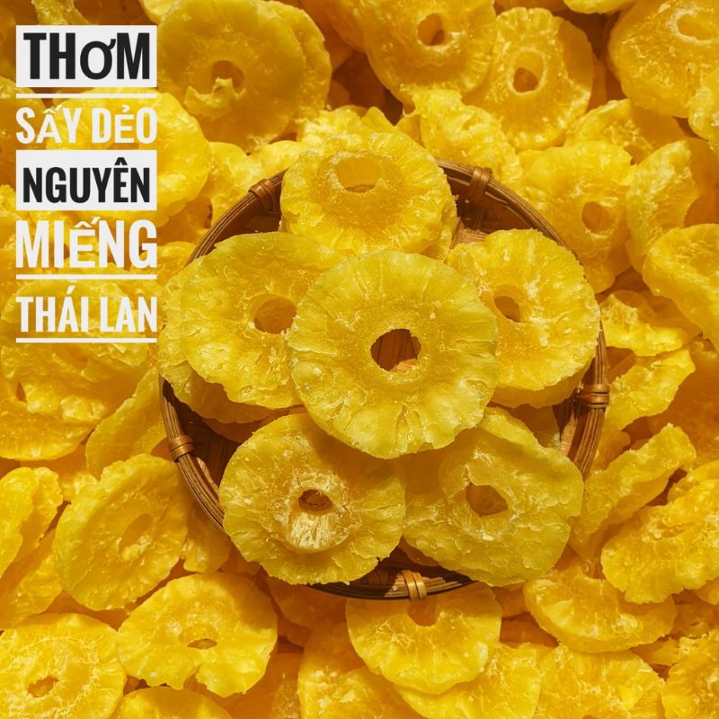 [Quà tết] Mứt thơm sấy dẻo nguyên miếng 100g - Mứt khóm khoanh sấy dẻo Thái Lan - Mứt tết - đồ ăn vặt