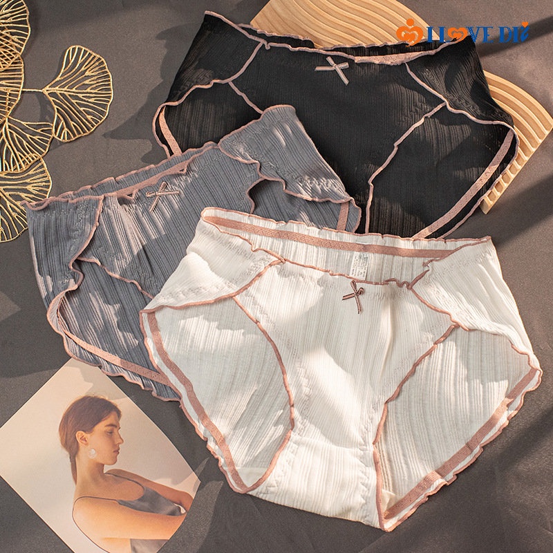 Quần Lót Cotton Thoáng Khí Đính Nơ Xinh Xắn Cho Nữ