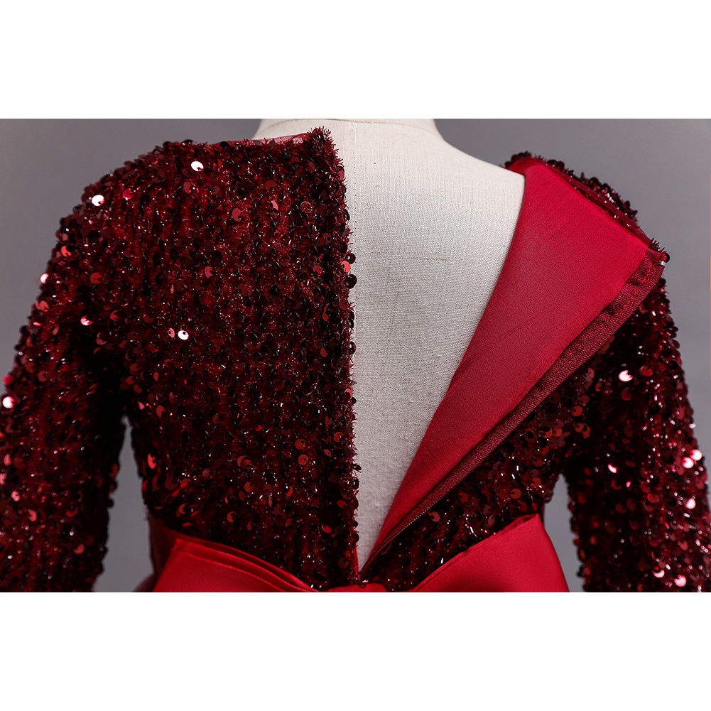 Đầm tay dài bé gái váy công chúa đính kim sa lấp lánh sang trọng thích hợp đi dự tiệc,đi chơi Tết, Noel,Giáng sinh E1194