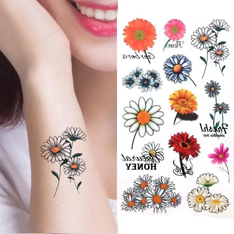 1 Bộ Hình Xăm Dán Tạm Thời Chống Nước Chống Mồ Hôi Lâu Phai 13 Kiểu Họa Tiết Hoa Cúc Nhỏ Xinh Xắn