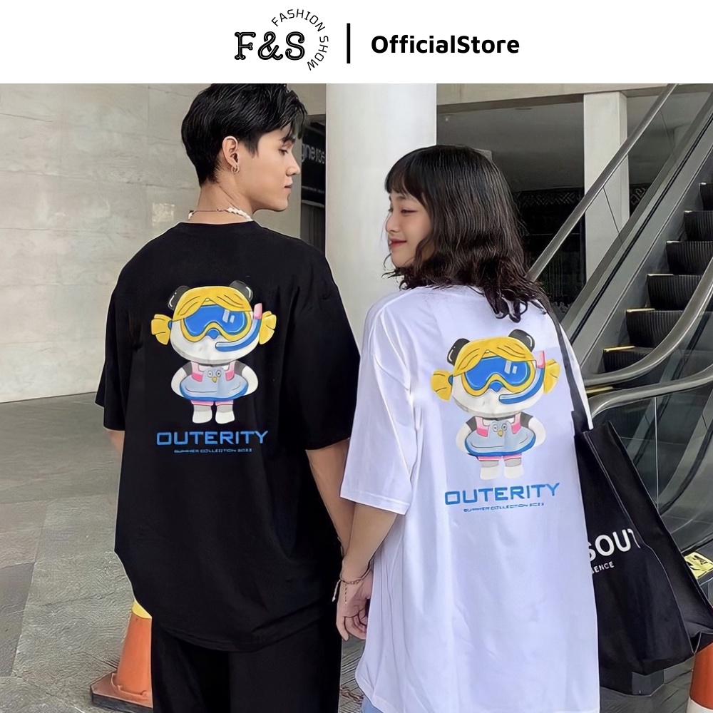 Áo thun tay lỡ unisex cho nam nữ kiểu dáng  in hình OUTERITY MASCOT SUMMER thiết kế form rộng