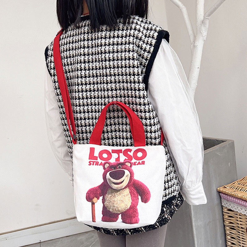 Túi Xách Đeo Vai Vải Bạt In Hoạt Hình Thời Trang Hàn Đáng Yêu Dành Cho Trẻ