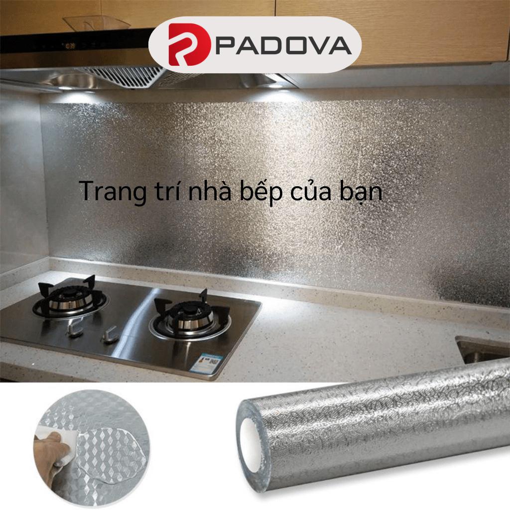 Cuộn Giấc Bạc Decal Tráng Nhôm Cách Nhiệt, Chống Bám Bẩn Dán Bếp 40x200cm PADOVA 8414