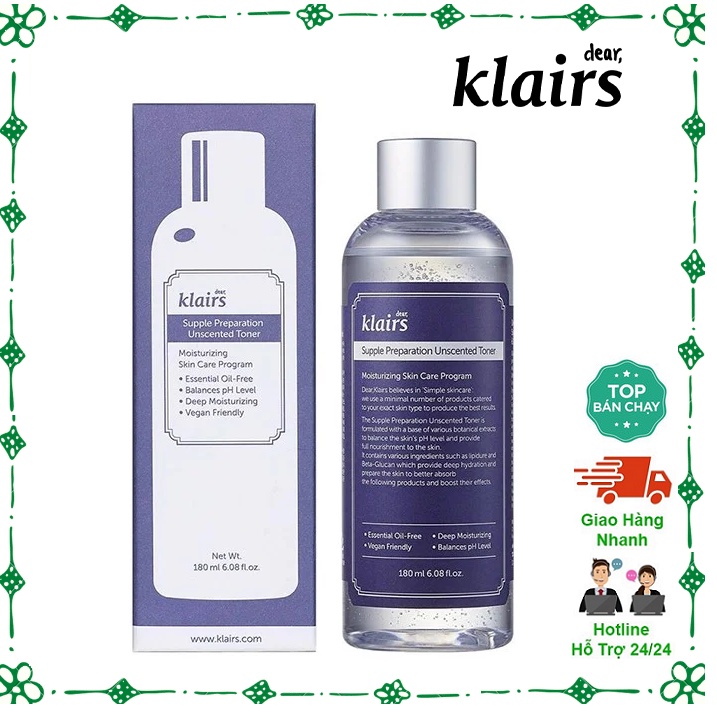 Nước Hoa Hồng Không Mùi Dear Klairs Dưỡng Ẩm Da Và Làm Mềm Da Supple Preparation Unscented 180ml - CH | BigBuy360 - bigbuy360.vn
