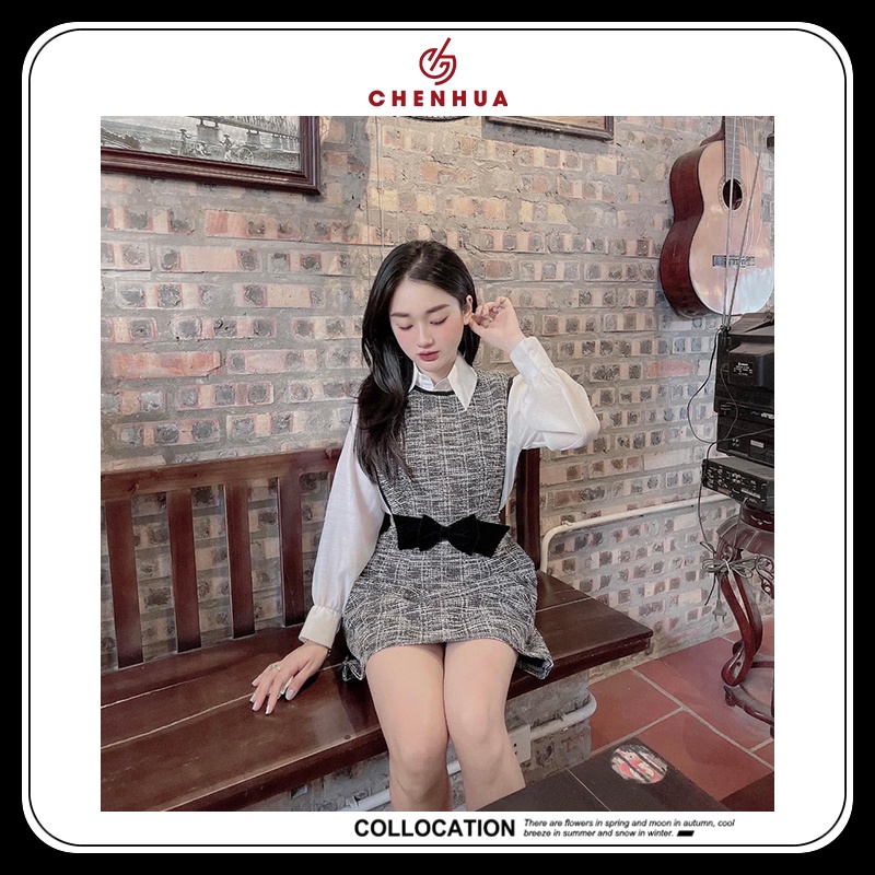 Set váy dạ kèm áo sơ mi váy dạ có lót quần hàng VN47