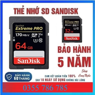 Nếu bạn đang tìm kiếm một thẻ nhớ với dung lượng lớn và đáng tin cậy, thẻ nhớ SD Sandisk 64GB sẽ là sự lựa chọn hoàn hảo cho bạn. Sản phẩm không chỉ cho phép bạn lưu trữ nhiều dữ liệu photo và video mà còn đem lại cho bạn sự thoải mái và an tâm khi sử dụng.