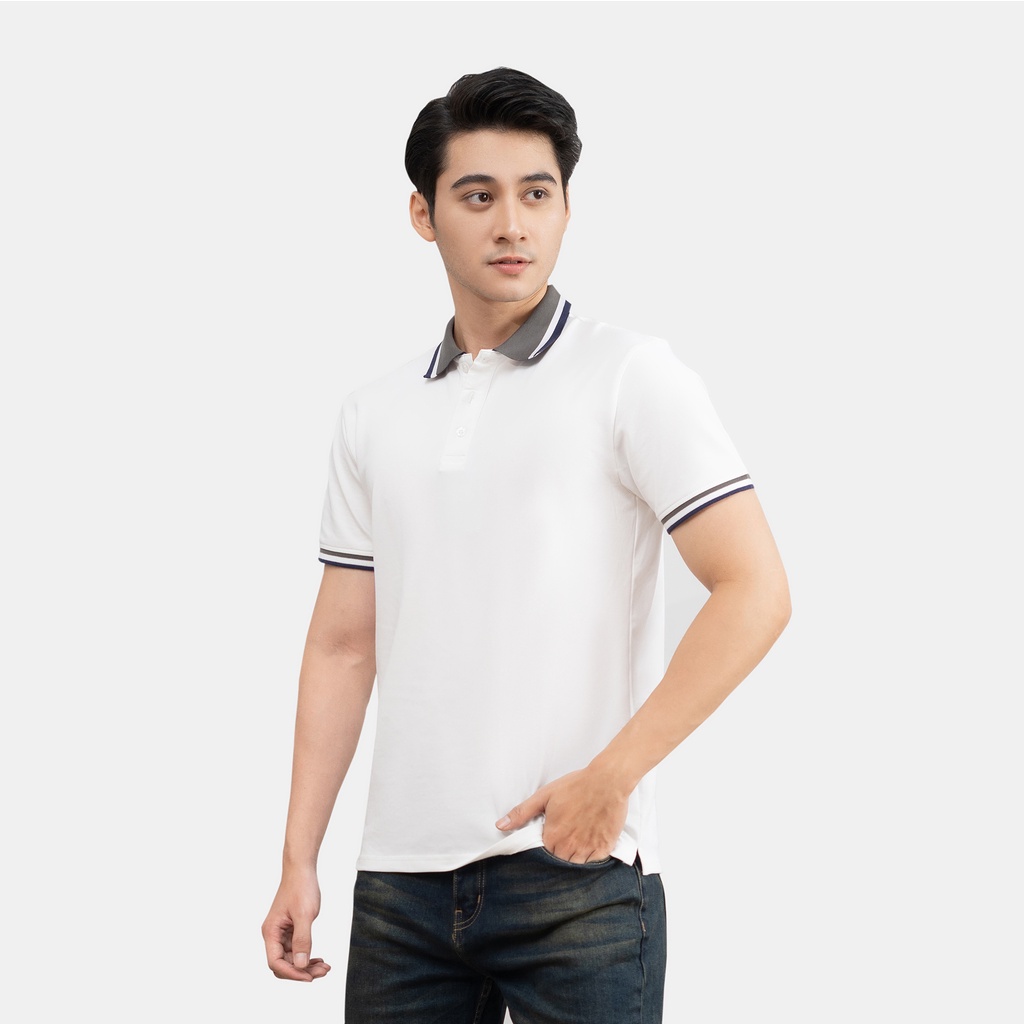 Áo Polo nam có cổ JONATHAN AP05 vải cá sấu cotton cao cấp, cổ xám viền trắng NAVY, chuẩn form, thanh lịch, sang trọng