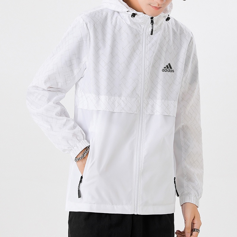 Áo Khoác Gió Adidas Màu Trơn Phối Khóa Kéo Thời Trang Cho Cặp Đôi