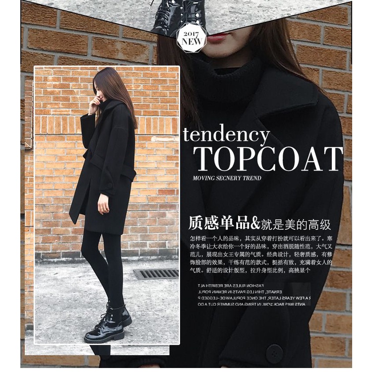 Plus Áo Khoác Len Cotton Dày Dặn Dáng Rộng Phong Cách Hàn Quốc Thời Trang Thu Đông