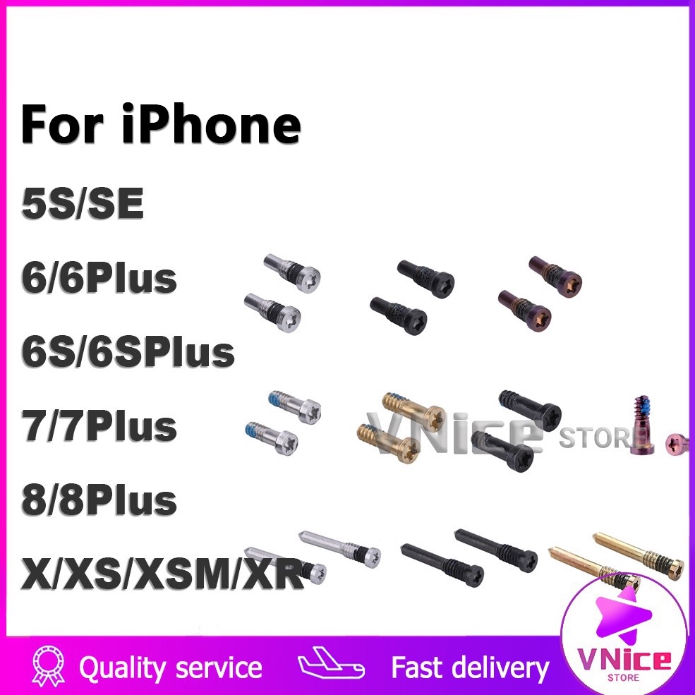 Set 2 Ốc Vít Dưới Chuyên Dụng Cho Compatible with iPhone 5s Se 6 6s 6p Plus 7 p 8 + X XS Max 11 12 Pro Max XR