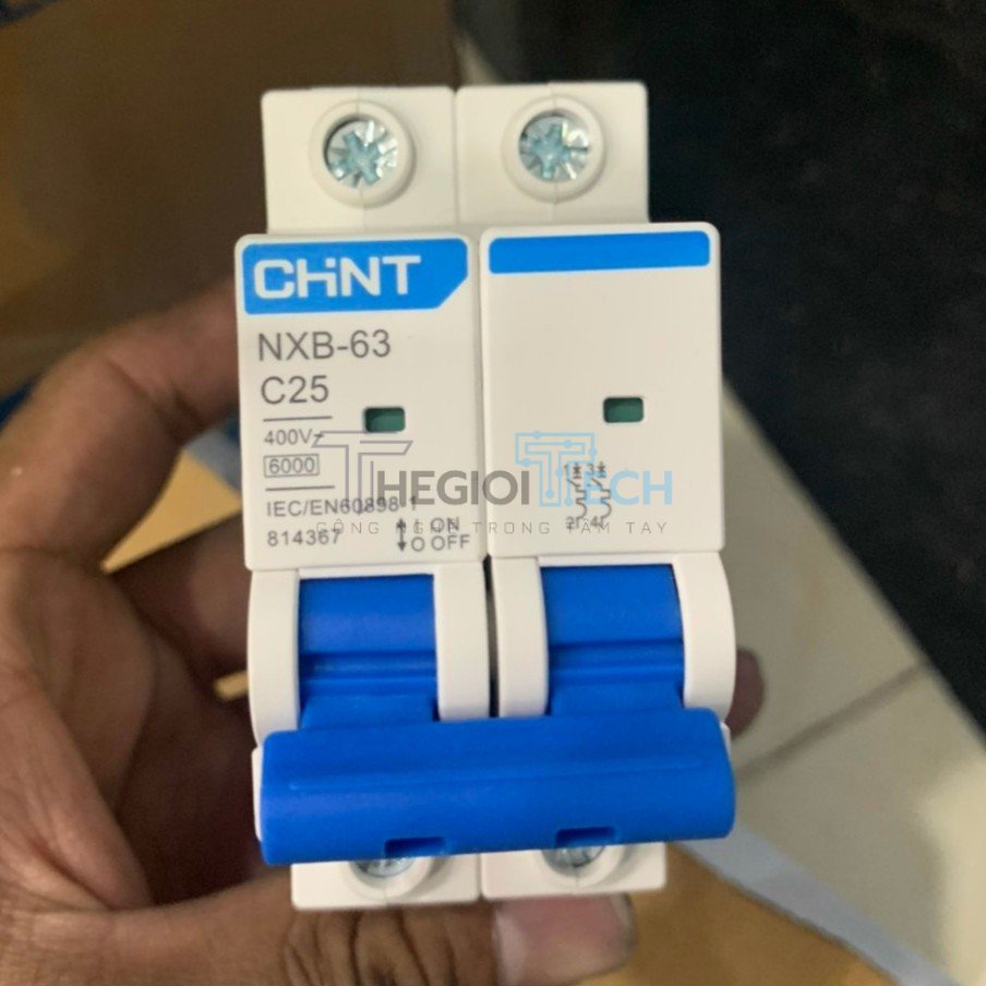 Cầu dao tự động ChinT NXB-63 2P 1A, 2A, 3A, 4A, 5A, 6A, 10A, 16A, 20A, 25A, 32A, 40A, 50A, 63A - Thegioitech.com - NXB-63 2P 25A