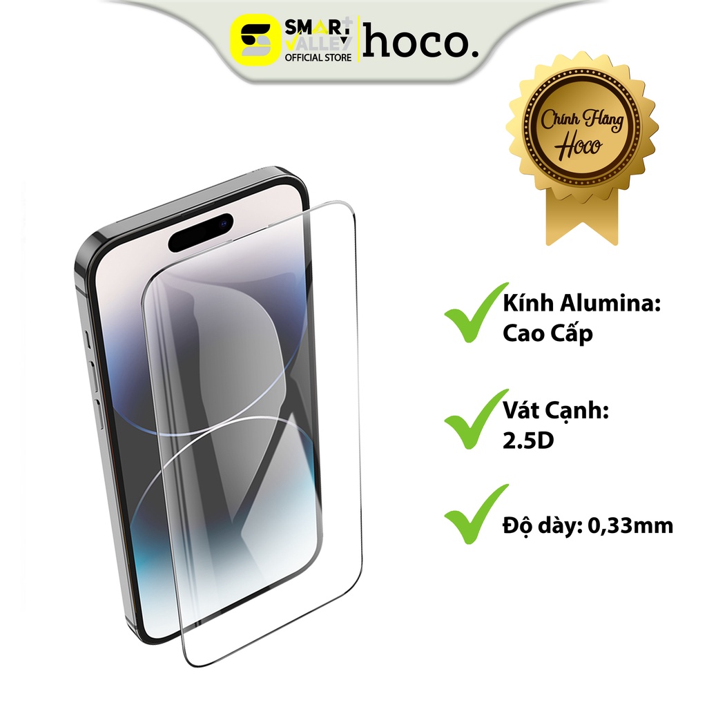 Miếng Dán Mặt Kính Cường Lực Hoco G10 full Màn Hình Cho Các Dòng iPhone (Đen),Vát Cạnh 2.5D Ôm Sát Màn Hình Máy