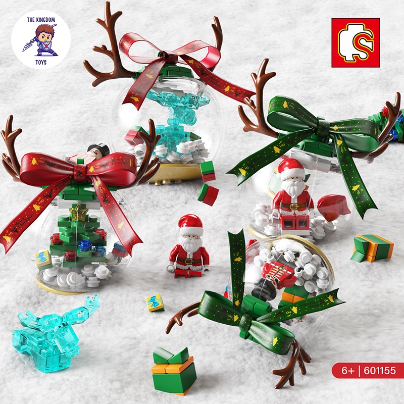 Đồ Chơi Lắp Ráp Giáng Sinh Noel Mô Hình Quả Cầu Trang Trí Cây Thông Phát Sáng / Ông Già Tuyết 601168