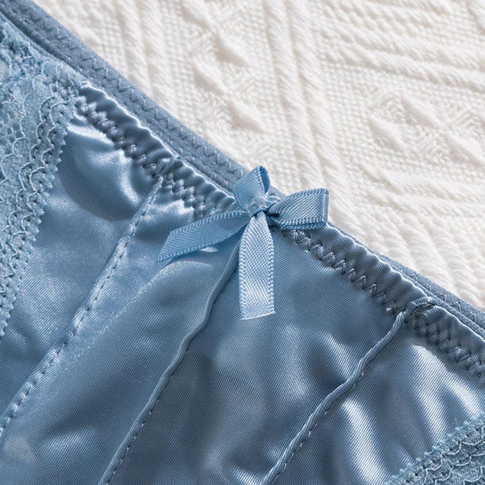 Quần Lót Lụa Satin Phối Ren Trong Suốt Thoáng Khí Thoải Mái Cho Nữ