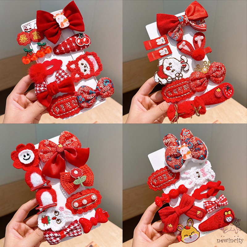Set 9 Kẹp Tóc Phong Cách Năm Mới Hàn Quốc Cho Bé Gái