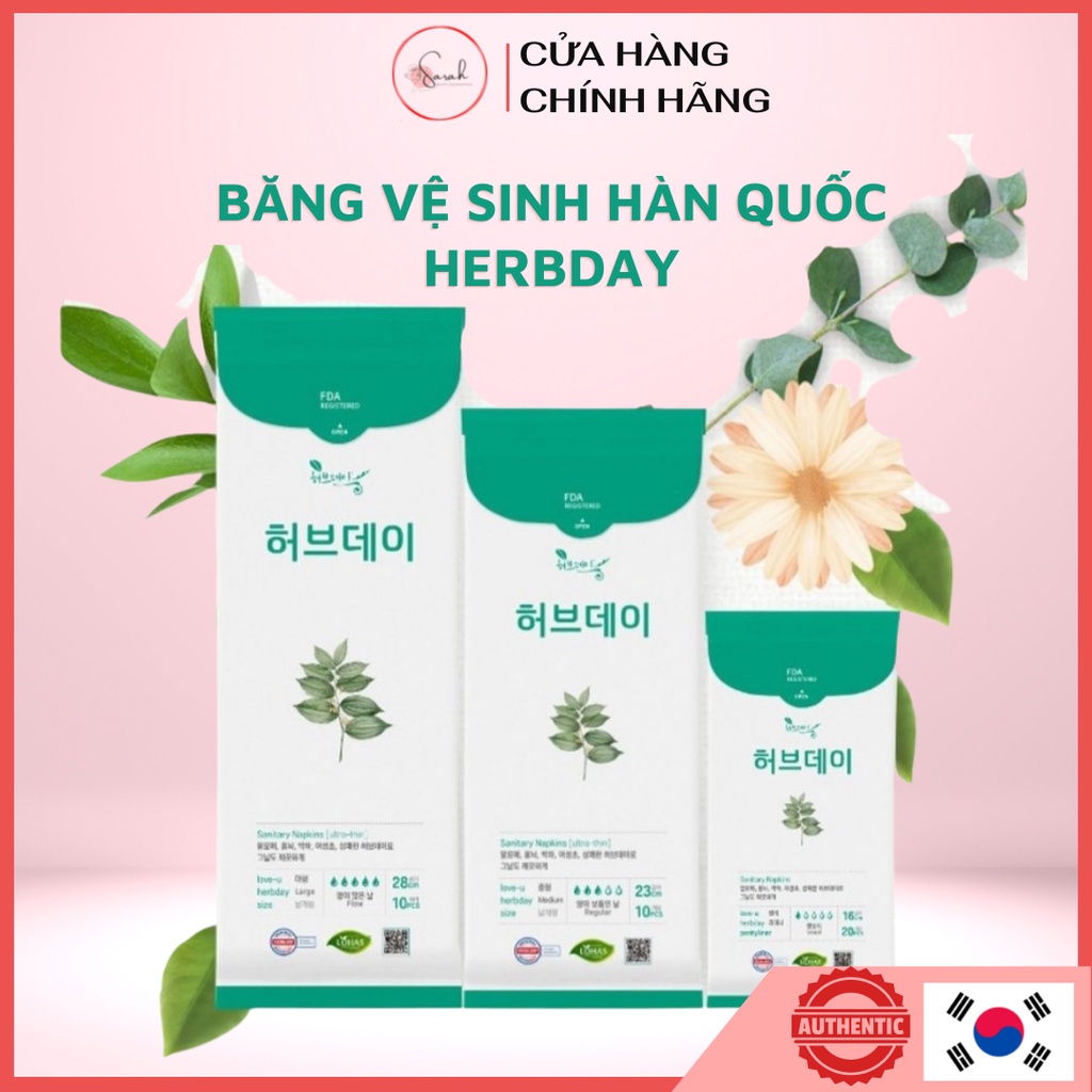 Băng vệ sinh Love U Herbday Thảo Dược Hàn Quốc (đủ size- 10 miếng/ gói)