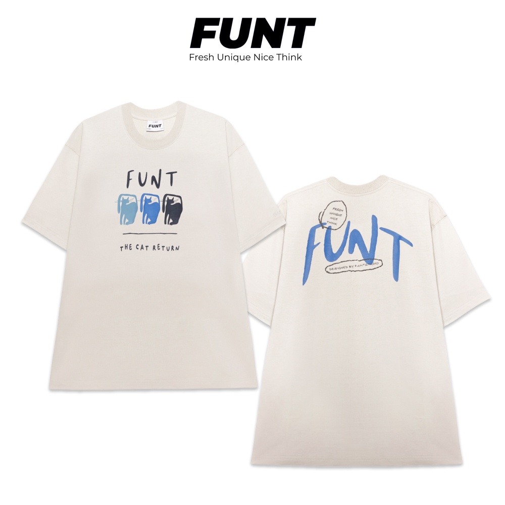 Áo Thun Unisex Tay Lỡ FUNT Basic Tripple Cat 100% Cotton Thoáng Mát, Co Giãn Tốt