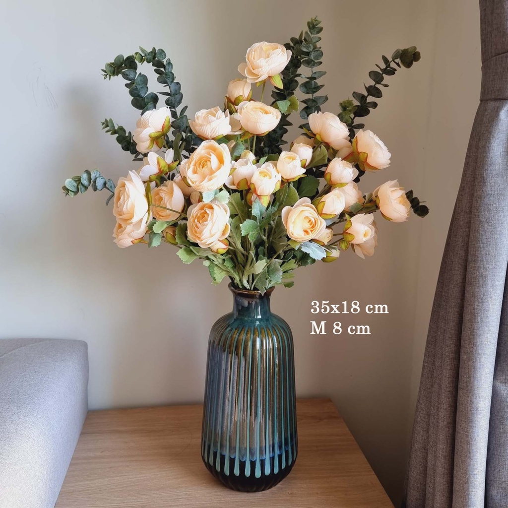 Bình gốm sứ Bát Tràng cao cấp  trang trí ngày Tết - Lọ hoa decor cắm đào, tuyết mai, đào đông đỏ, cành lựu đẹp