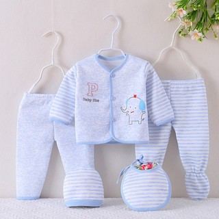 Set 5 món bộ dài tay thu đông NỈ cao cấp cho bé sơ sinh 3-6kg