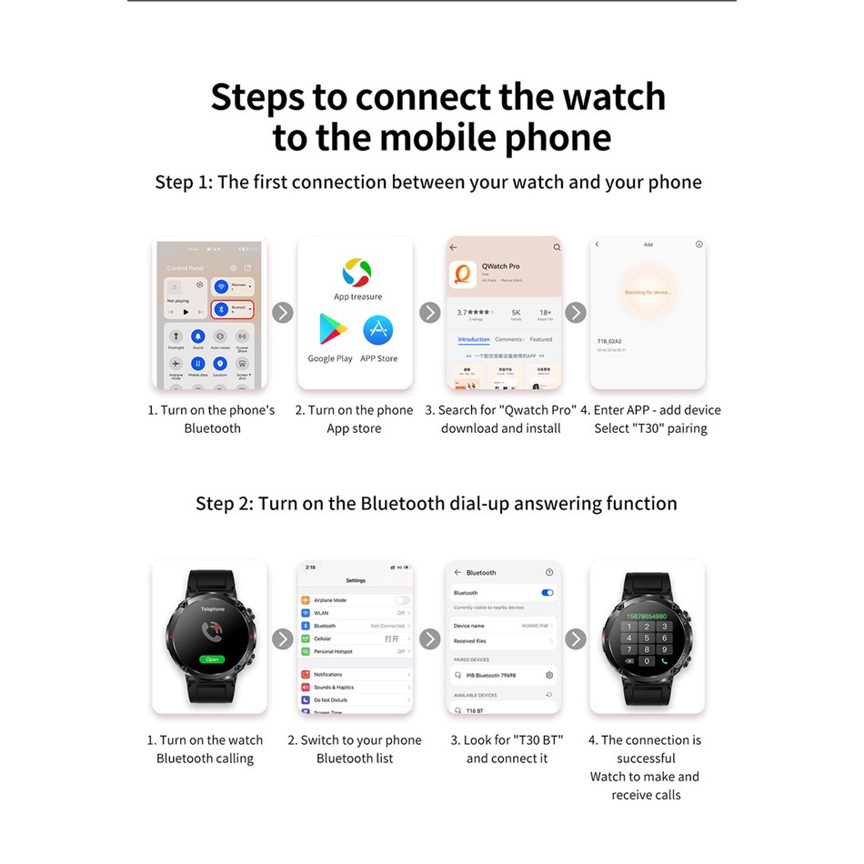 Đồng hồ thông minh Nam Certafina T30 600mAh 1.6 inch Gọi Bluetooth Loa HIFI Đồng hồ thông minh