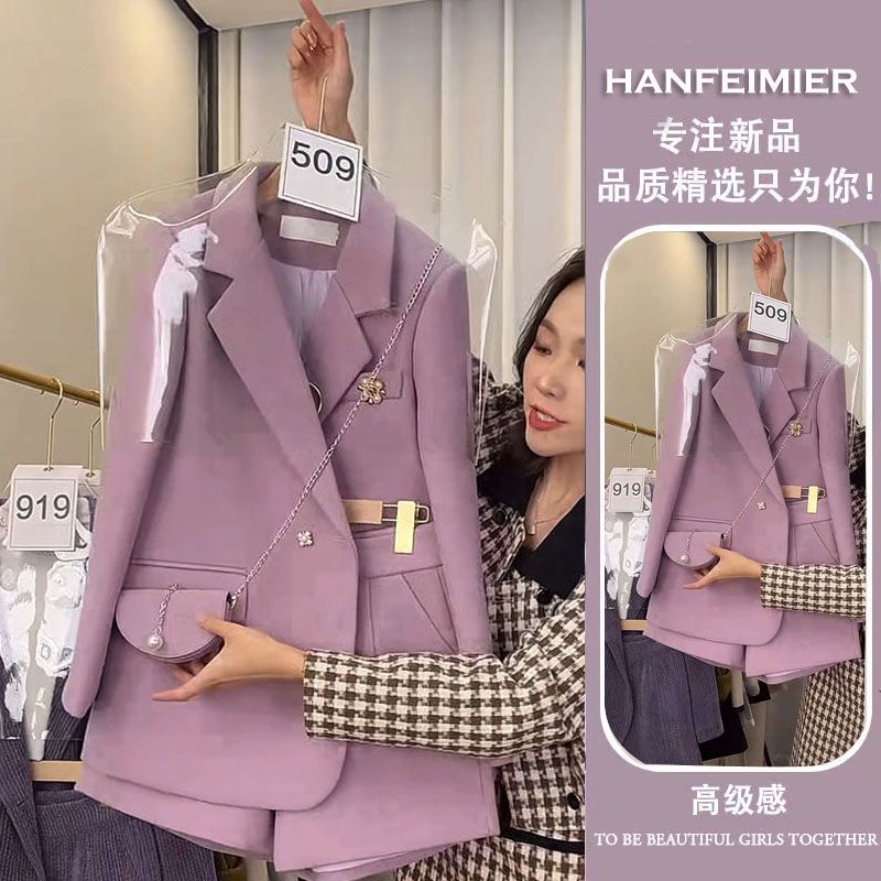 blazer nữ bigsize dày áo khoác hàn quốc Bộ Áo Khoác Vest Phối Quần Short Lưng Cao Kiểu Hàn Quốc Thời Trang Mùa Đông 2022 Cho Nữ