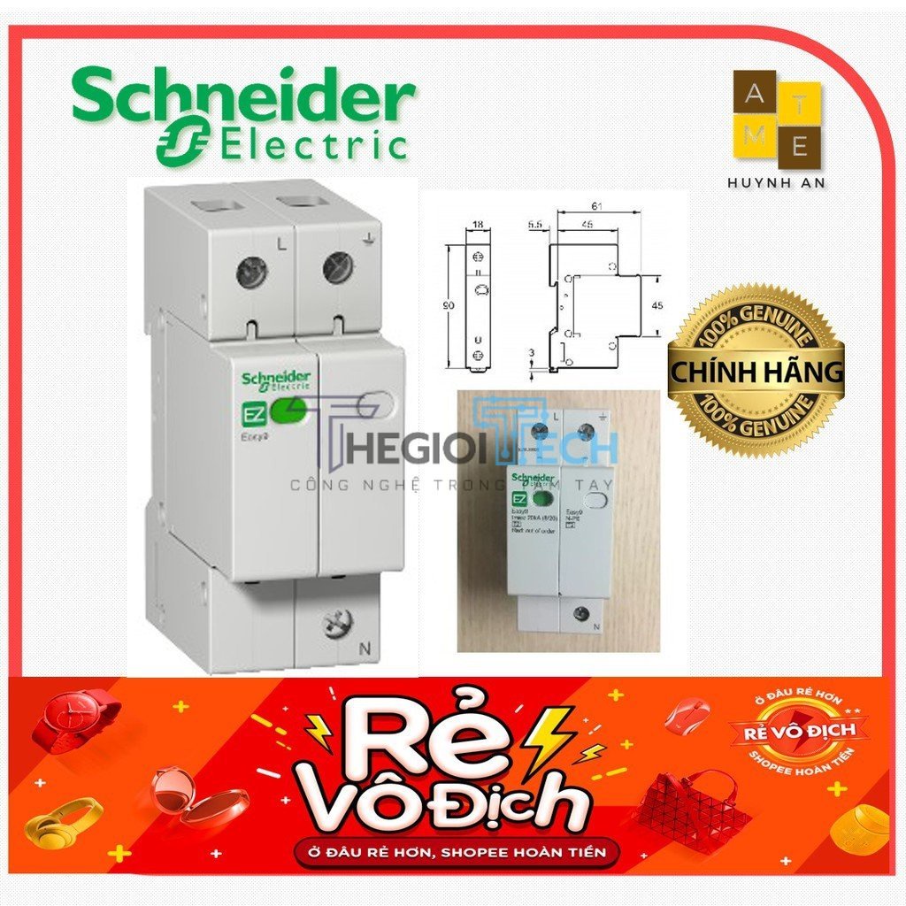 Chống sét lan truyền EZ9L33620 1P + N, 20kA dùng cho dân dụng.Hãng Schneider