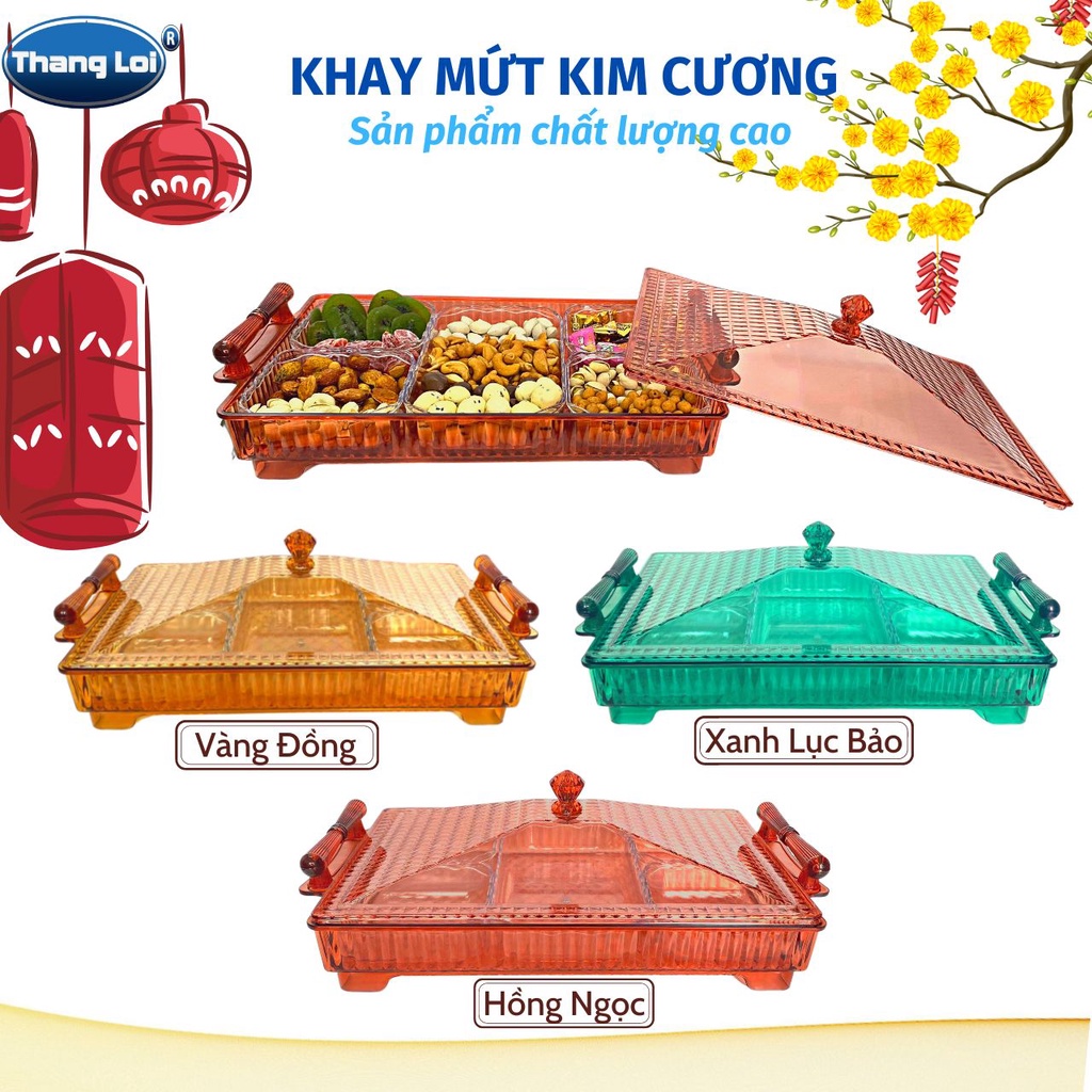 Khay mứt tết Chữ Nhật nhiều ngăn sang trọng Nhựa Thắng Lợi