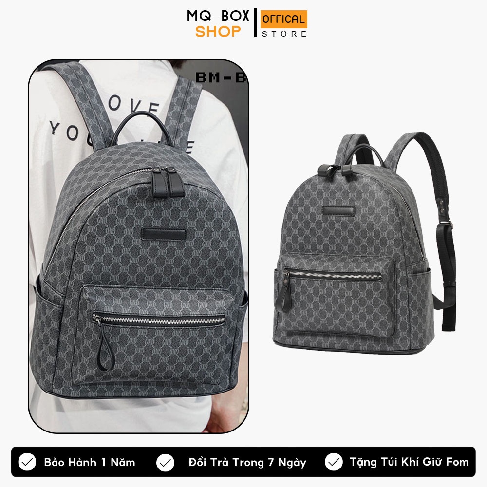 Balo da cao cấp chống nước cặp đi học đi chơi thời trang nam nữ balo lv da PU BLACKB - B03