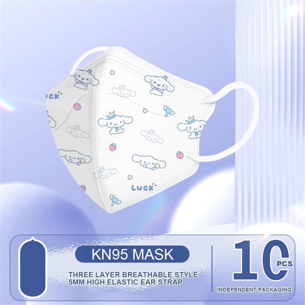 Bộ 10 Khẩu Trang 3 Lớp Dùng Một Lần In Họa Tiết Hoạt Hình Cinnamon / Dâu / Gấu StellaLou 000
