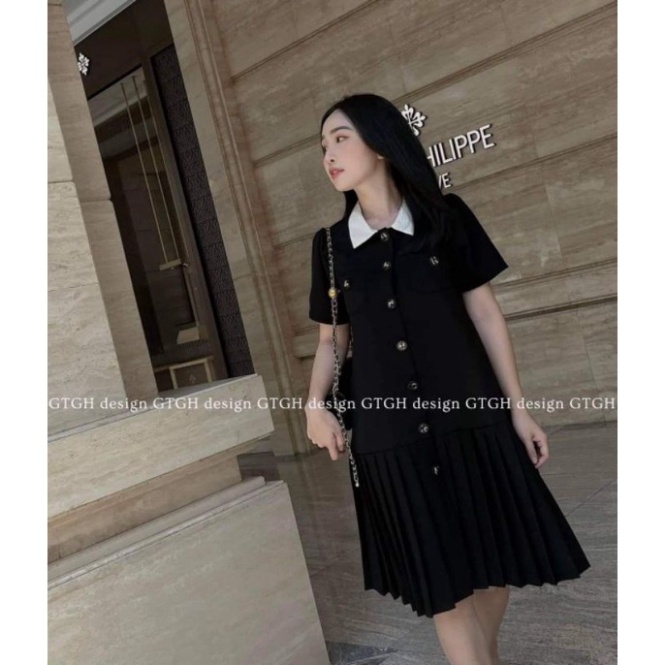 Đầm bầu công sở dáng suông đuôi cá Dambauxinh-L1074 Váy bầu công sở đẹp chất đũi lụa freesize dưới 70kg